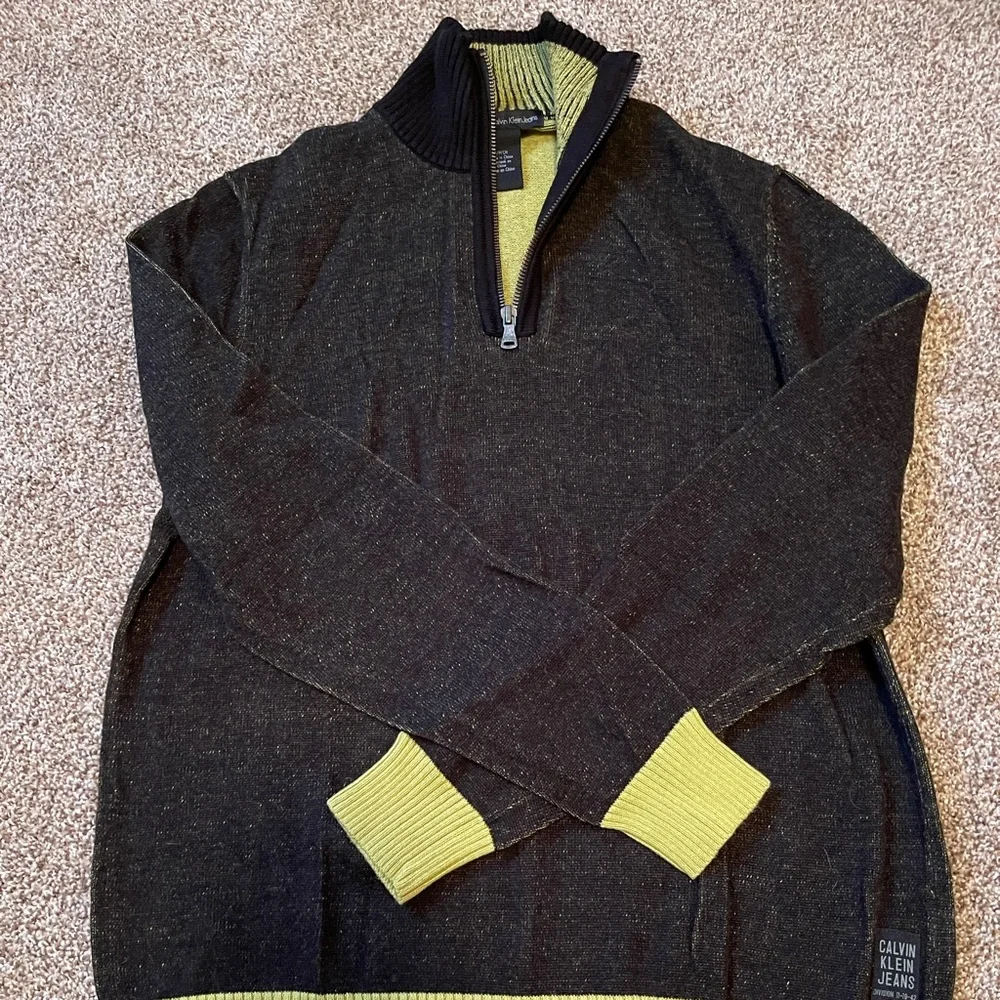 Calvin Klein Jeans Long Sleeve Sweater Black and Green